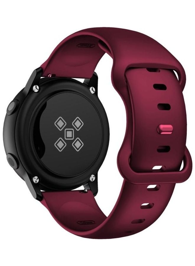 NIBEMINENT Butterfly Buckle Silicone Replacement Strap Watchband 22mm For Samsung Galaxy Watch Active 3 45mm Wine Red - Image 4