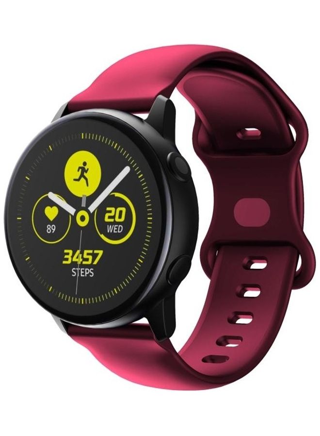 NIBEMINENT Butterfly Buckle Silicone Replacement Strap Watchband 22mm For Samsung Galaxy Watch Active 3 45mm Wine Red - Image 3