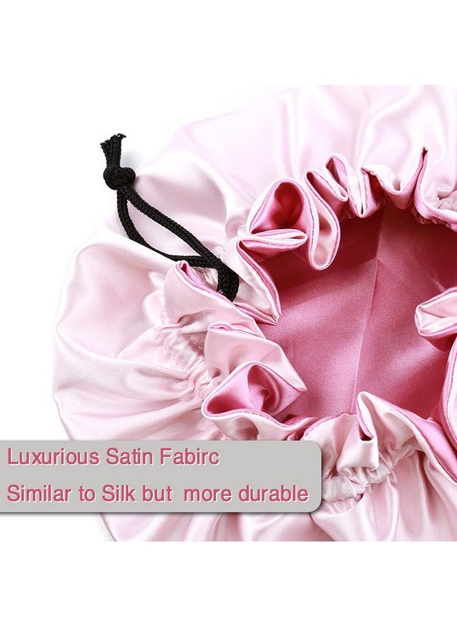greatremy Baby Bonnet Satin Sleep Capdouble Layer Reversible Kids Satin Hair Bonnet With Adjustable Drawstring For Girl Boy Infant Toddler Child Natural Hair Sleeping Under 3 Years Old (Light Pink)  - Image 3