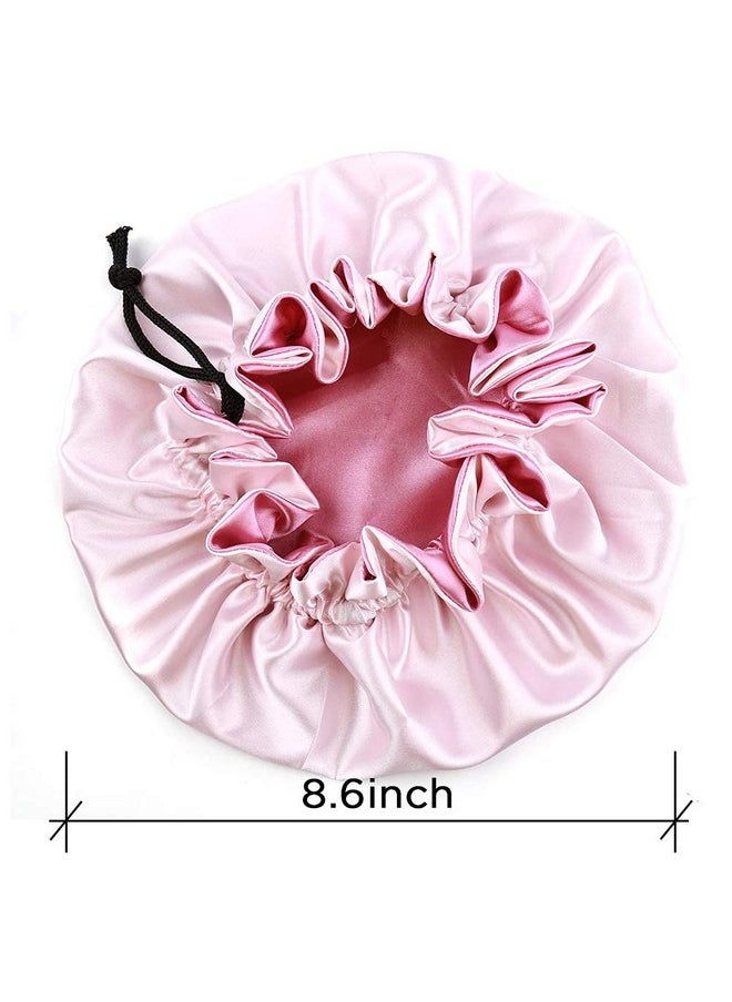 greatremy Baby Bonnet Satin Sleep Capdouble Layer Reversible Kids Satin Hair Bonnet With Adjustable Drawstring For Girl Boy Infant Toddler Child Natural Hair Sleeping Under 3 Years Old (Light Pink)  - Image 5