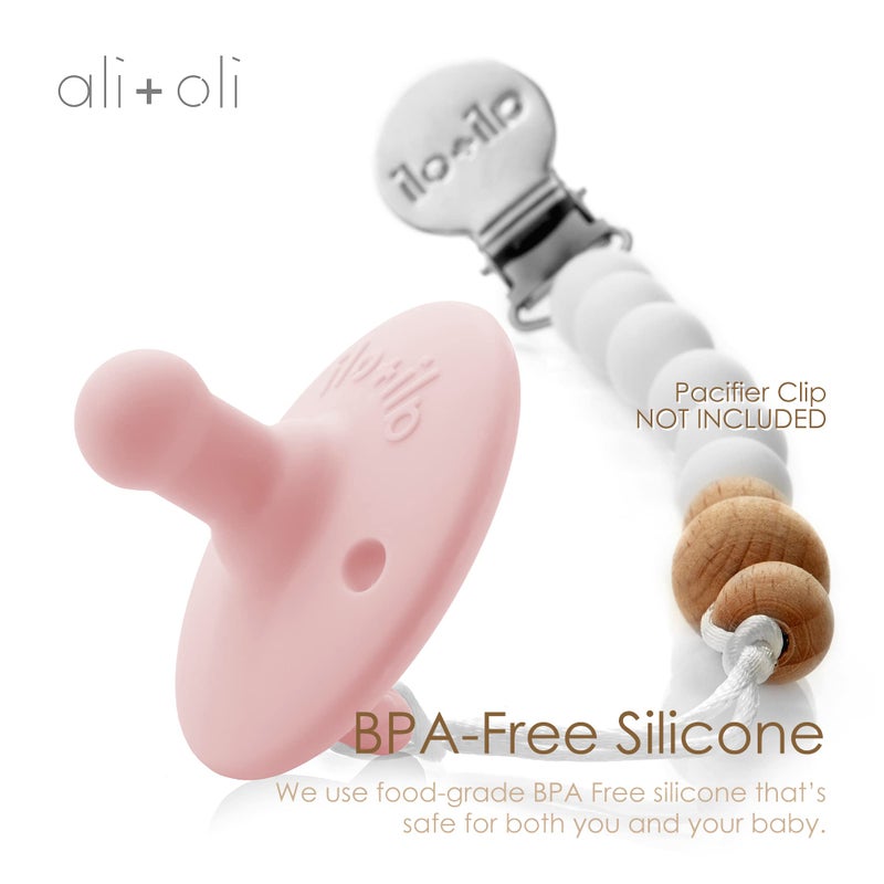 Ali+Oli Pacifier for Baby (2-pk) Set Original Round (Grey-Sage) Concaved Shield Newborn Pacifiers, BPA-Free Silicone Baby Pacifier Set, Baby Binkies, Chupones para Bebes - Image 3