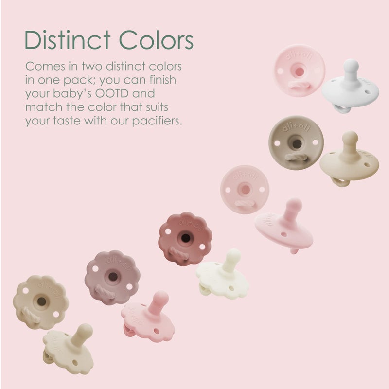 Ali+Oli Pacifier for Baby (2-pk) Set Original Round (Grey-Sage) Concaved Shield Newborn Pacifiers, BPA-Free Silicone Baby Pacifier Set, Baby Binkies, Chupones para Bebes - Image 4