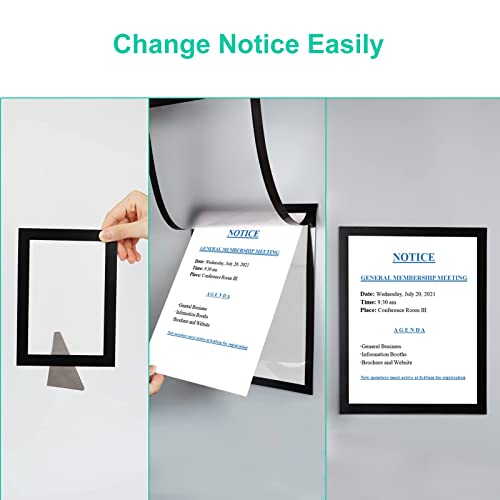 CRUGLA 8.5x11 Magnetic Frame Sheet with Self Adhesive Backing, Poster Certificate Carft Picture Photo Frame for Refrigerator Office Glass Window Door Cubicle Tile, 12 Pack - Image 3