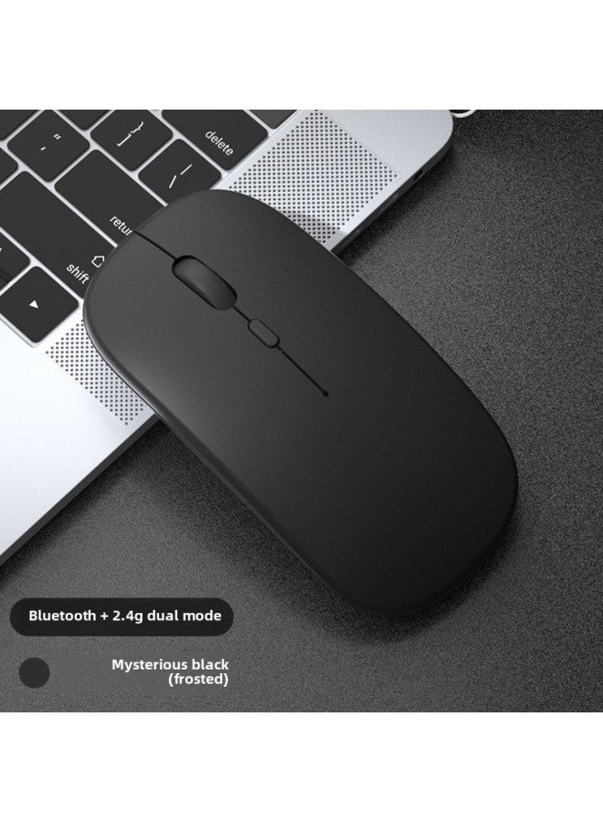 Wireless Bluetooth Mouse Quiet Charging Girl Office Dual-Mode Computer Mac Tablet Unlimited Laptop Mouse-Specification:Mysterious Black/bluetooth Dual Template 【silent + Rechargeable】 2.4g Wireless + Bluetooth 5 - Image 1