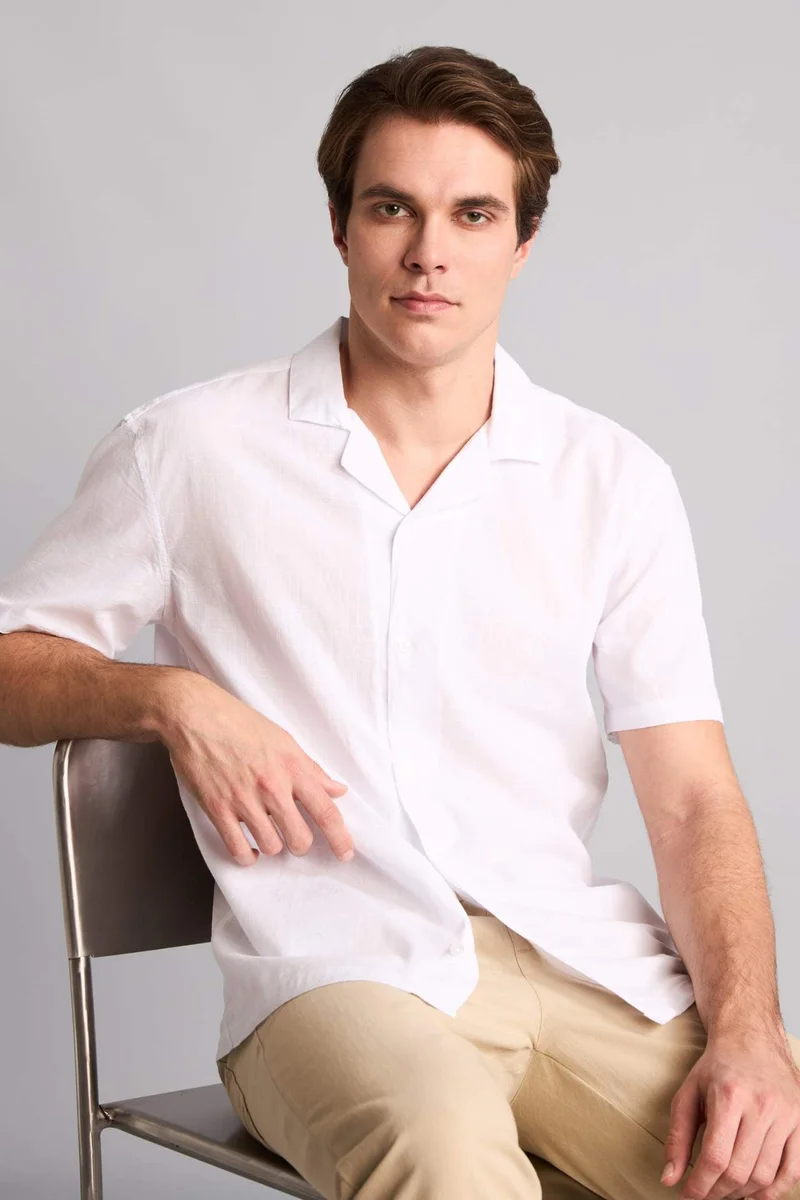 Defacto  Regular Fit Resort Neck Cotton Short Sleeve Shirt for Men | Best Price UAE