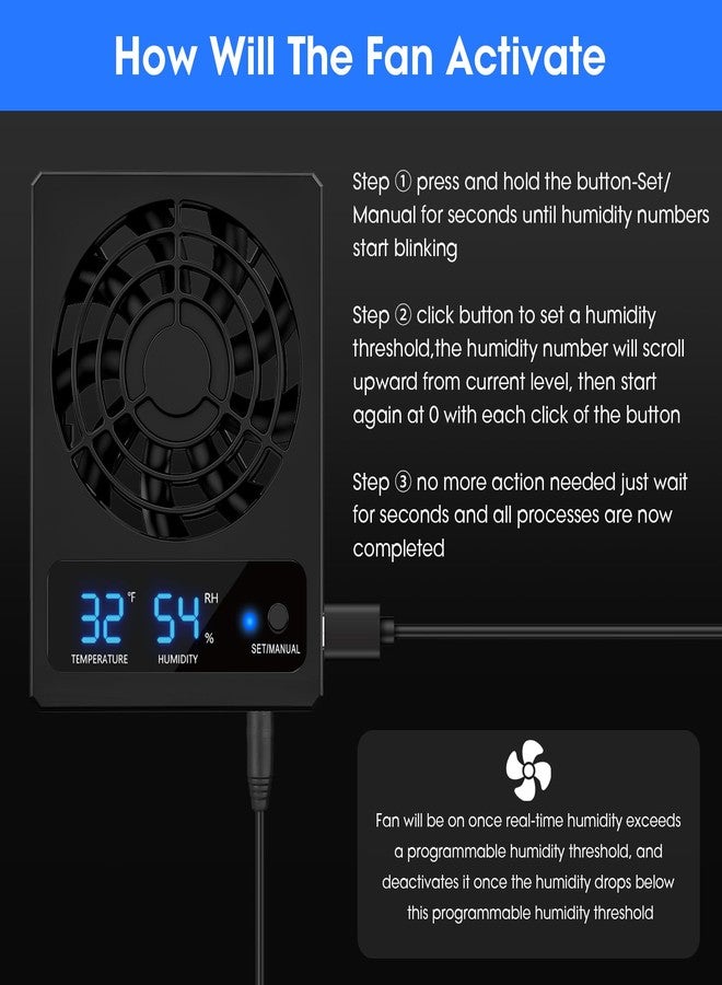 GeeKoit Reptile Terrarium Thermometer Hygrometer with Dehumidifier Ventilation Fan for Pet Rearing Box Reptile Tank LED Digital Thermometer and Humidity Gauge for Snake Bearded Dragon Gecko - Image 5