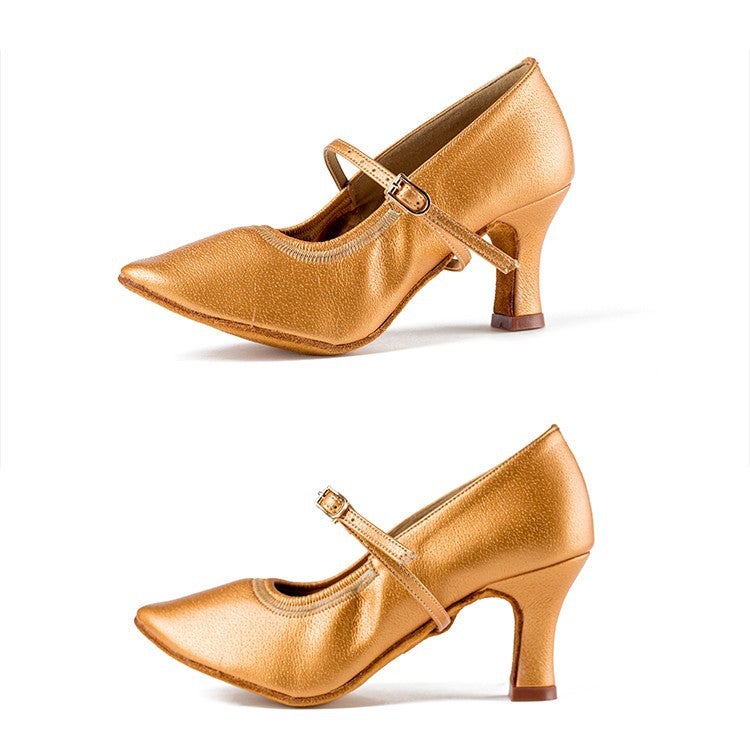 Betty Modern Dance Shoes Square Social Latin Cha Cha Standard Female Adult Soft Soled Dance Shoes-125 High Heels