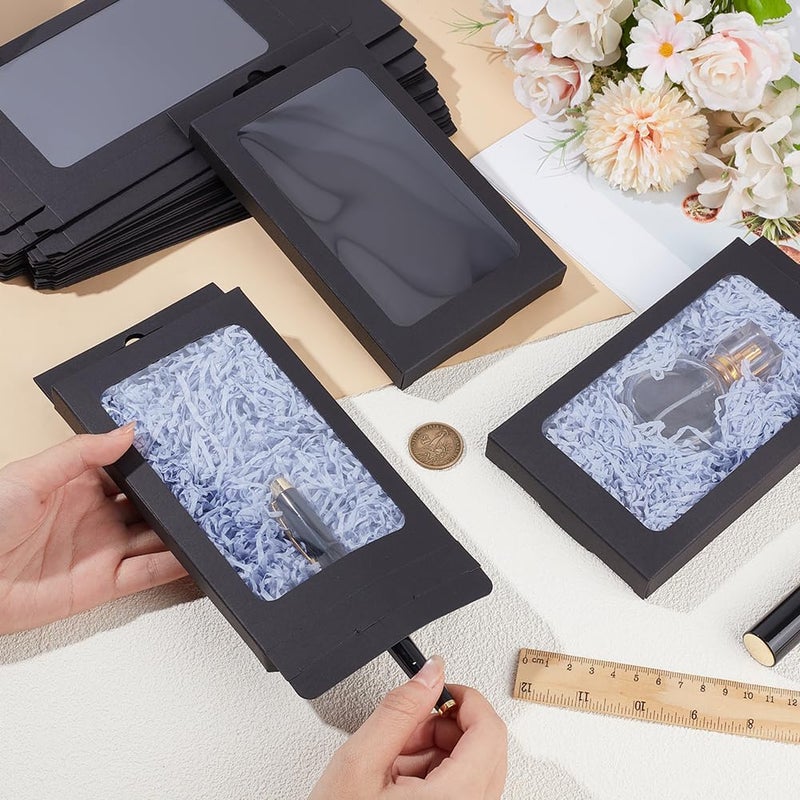 BENECREAT 20 Pack Kraft Paper Boxes with Clear Window 7.5x4x1" Black Gift Packaging Boxes for Bakery Cookies Cake Candy Wedding Party Favors - Image 3