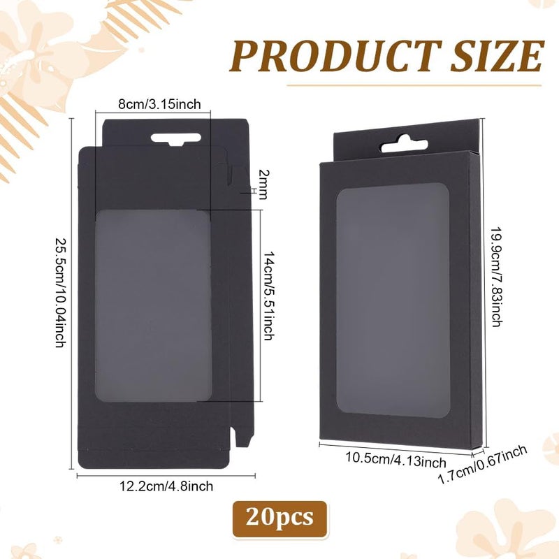 BENECREAT 20 Pack Kraft Paper Boxes with Clear Window 7.5x4x1" Black Gift Packaging Boxes for Bakery Cookies Cake Candy Wedding Party Favors - Image 2