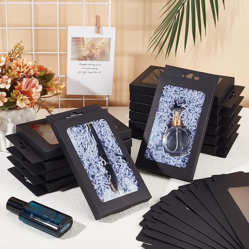 BENECREAT 20 Pack Kraft Paper Boxes with Clear Window 7.5x4x1" Black Gift Packaging Boxes for Bakery Cookies Cake Candy Wedding Party Favors - Image 4