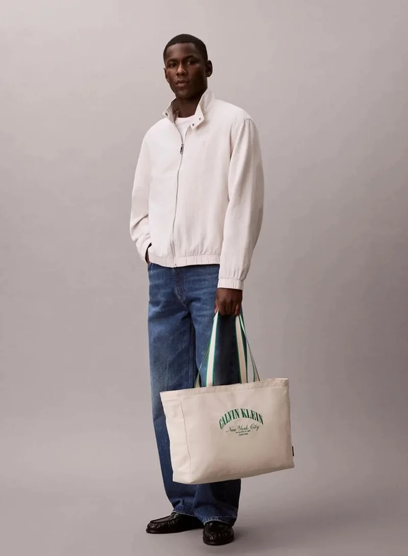Calvin Klein Bone White Heritage Crest Logo Tote Bag for Men | Best Price UAE