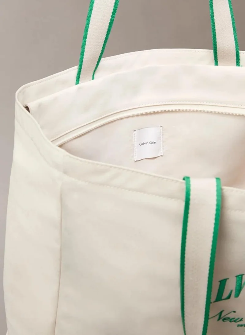 Calvin Klein Bone White Heritage Crest Logo Tote Bag for Men | Best Price UAE