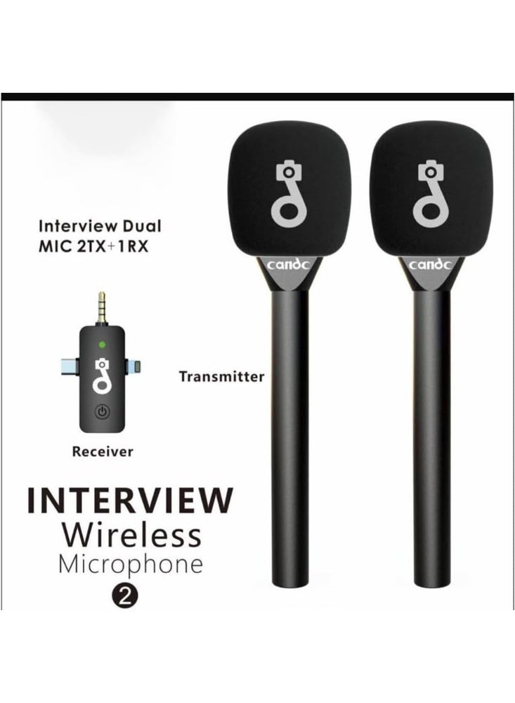 MUNTAQI Interview 3-in-1 Dual Wireless Microphone System – Lavalier Mic & Handheld Mic with Receiver, Plug & Play for iPhone, Android, DSLR, YouTube, Podcast, Live Streaming, Vlogging, Interview Mic Kit - Image 4