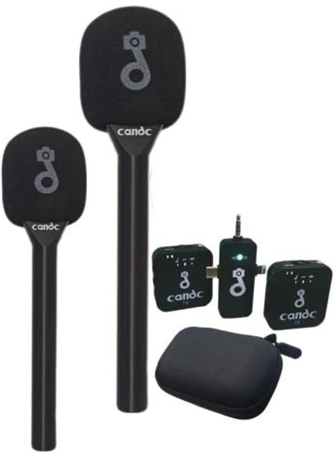 MUNTAQI Interview 3-in-1 Dual Wireless Microphone System – Lavalier Mic & Handheld Mic with Receiver, Plug & Play for iPhone, Android, DSLR, YouTube, Podcast, Live Streaming, Vlogging, Interview Mic Kit - Image 1