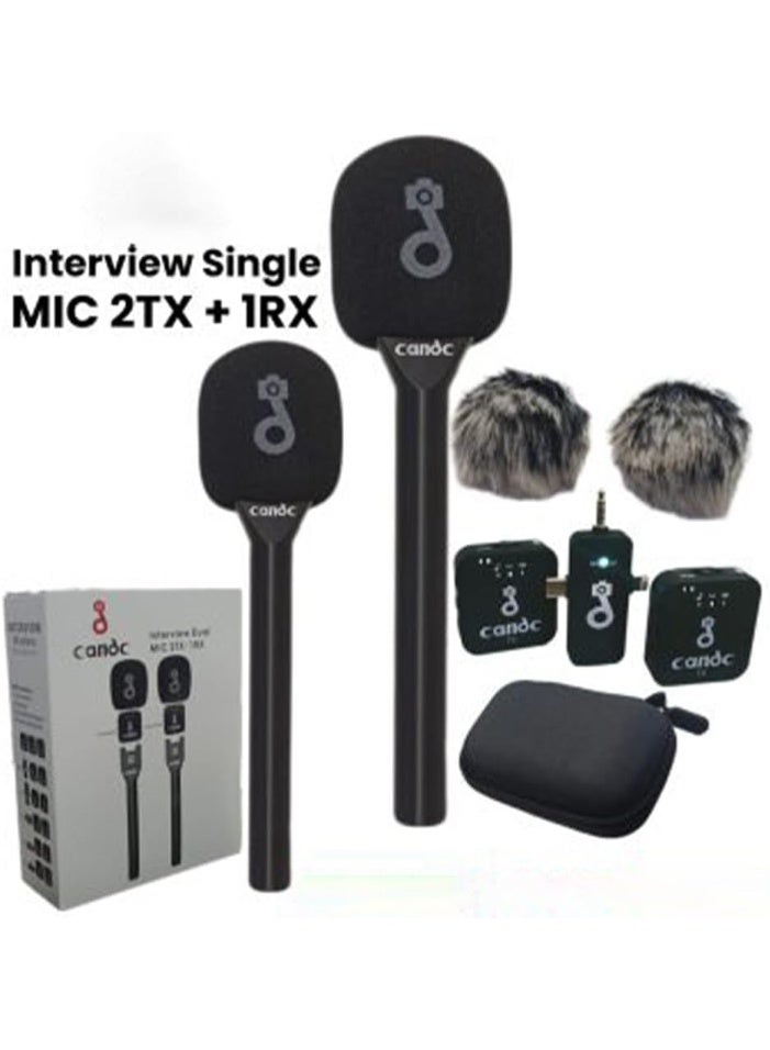 MUNTAQI Interview 3-in-1 Dual Wireless Microphone System – Lavalier Mic & Handheld Mic with Receiver, Plug & Play for iPhone, Android, DSLR, YouTube, Podcast, Live Streaming, Vlogging, Interview Mic Kit - Image 5