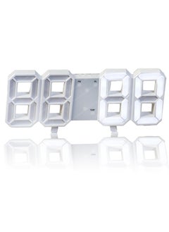 FunBlast Digital Led Clock – 3D Led Digital Wall Clock, Electronic Clock Digital Wall Clock with Time, Date & Temperature Display, Alarm Clock with USB Wire, Non Ticking Silent Clock (White)