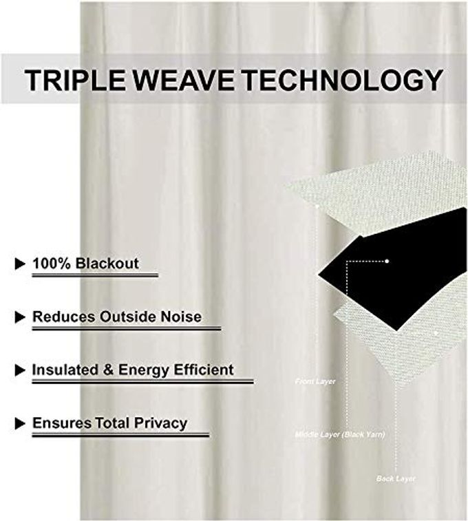 Home Collection 3 Pieces Solid Color Kitchen Curtain Set Tier and Valence with Rod Pocket Microfiber 100% Sunlight Blackout Drapes Window Treatment New (Ivory) - Image 3