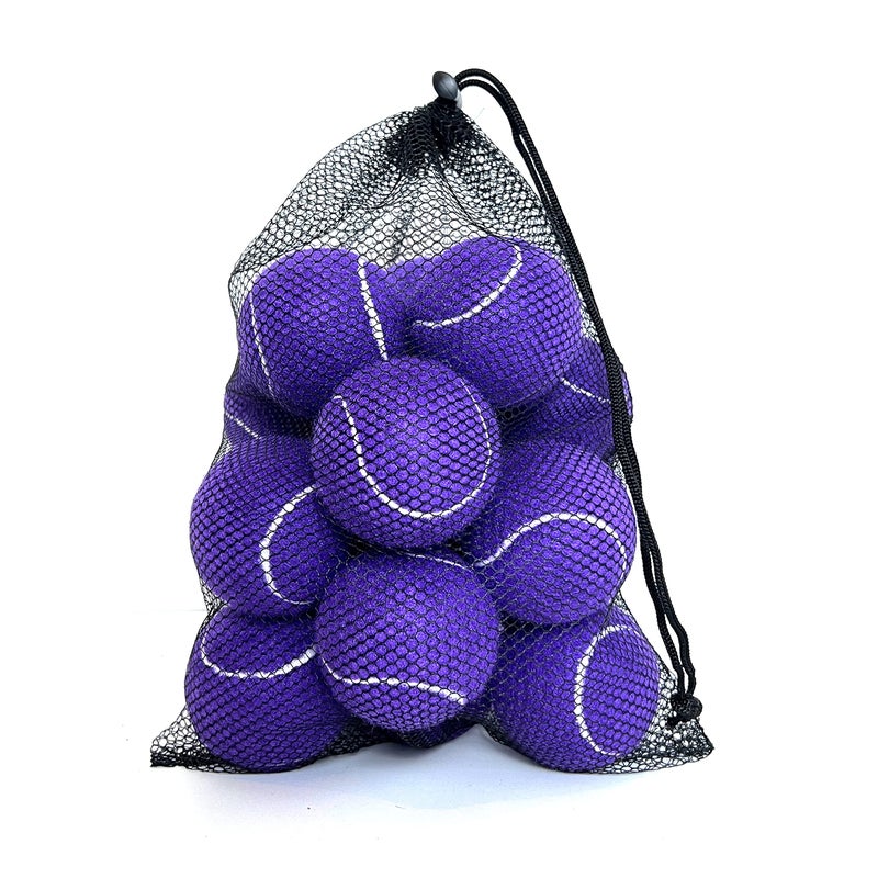 Hpwfhplf Tennis Balls  12 Packs Practice Tennis Balls For Beginner  Training Playing Tennis Balls For Dogs  Come With Mesh Carry Bag (Purple) - Image 1