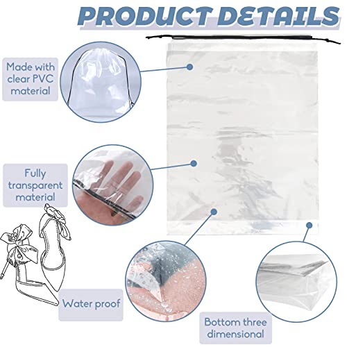 Irrmshr 50 Pcs Shoe Bags for Travel,Large Transparent Travel Shoe Bags for Packing,Clear Plastic Drawstring Bags Shoe Dust Bags,Portable Shoes Organizers Pouch with Rope for Men and Women - Image 3