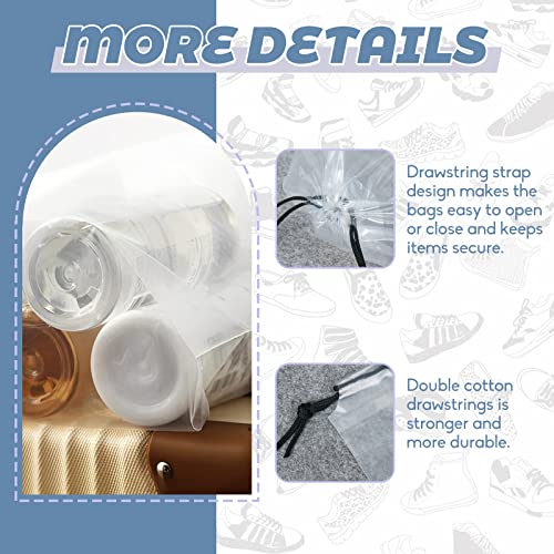 Irrmshr 50 Pcs Shoe Bags for Travel,Large Transparent Travel Shoe Bags for Packing,Clear Plastic Drawstring Bags Shoe Dust Bags,Portable Shoes Organizers Pouch with Rope for Men and Women - Image 4