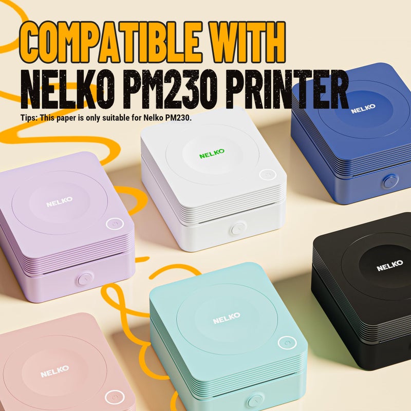 Nelko Genuine Self-Adhesive Thermal Printer Stickers, Compatible with PM230 Mini Sticker Printer, Black on White, 54mmx3.5m, 3 Rolls, Transparent - Image 3