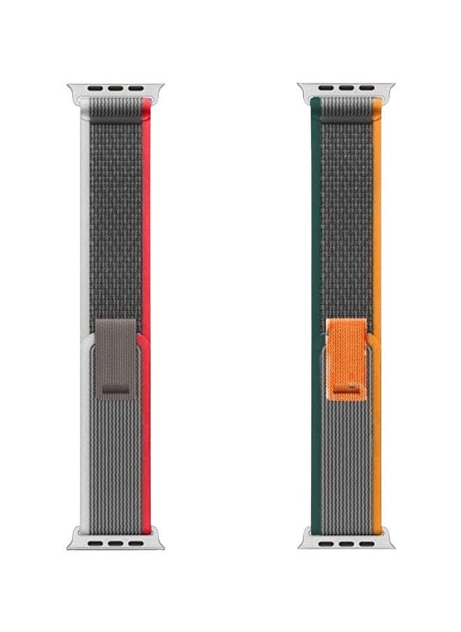 YOMNA (Pack of 2)YOMNA Trail Loop Compatible with Apple Watch Band 49/45/44/42mm, Nylon Weave Sport Loop Men Women Adjustable Pull Tab Strap for Apple Watch Ultra iWatch All Series-(Orange/Red)  - Image 4