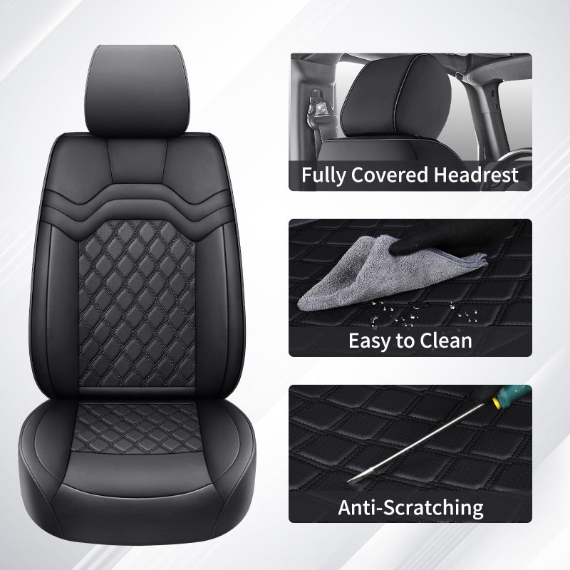Huidasource Tacoma Seat Covers Front & Rear Full Set Black, Automotive Leather Car Seat Cushion Cover Fit for Toyota Tacoma 2016-2023 Double & Crew Cab SR SR5 Limited TRD Sport/Pro/Off Road - Image 3