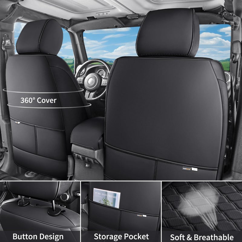 Huidasource Tacoma Seat Covers Front & Rear Full Set Black, Automotive Leather Car Seat Cushion Cover Fit for Toyota Tacoma 2016-2023 Double & Crew Cab SR SR5 Limited TRD Sport/Pro/Off Road - Image 4