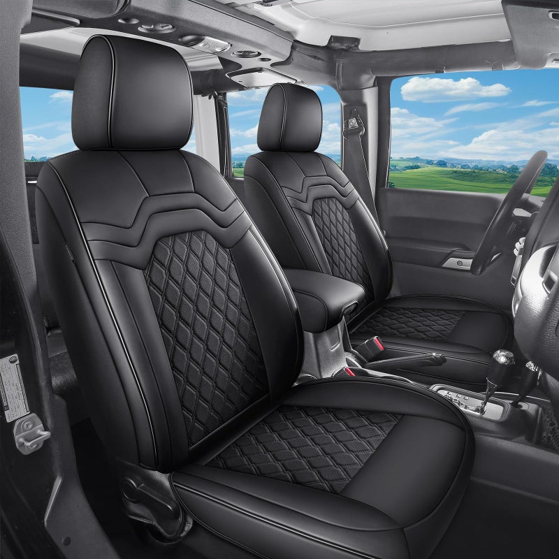 Huidasource Tacoma Seat Covers Front & Rear Full Set Black, Automotive Leather Car Seat Cushion Cover Fit for Toyota Tacoma 2016-2023 Double & Crew Cab SR SR5 Limited TRD Sport/Pro/Off Road - Image 1