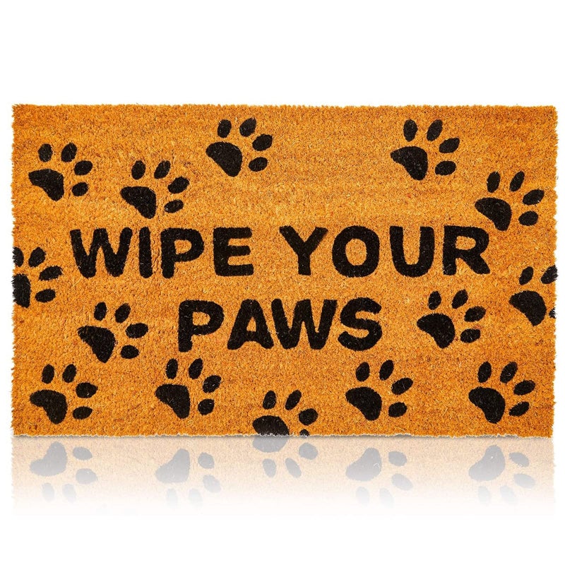 Juvale Wipe Your Paws Doormat Coir Door Mat with PVC Backing Outdoor Mats for Back Door Funny Welcome Rug for Dog Lovers 17x 30 Brown
