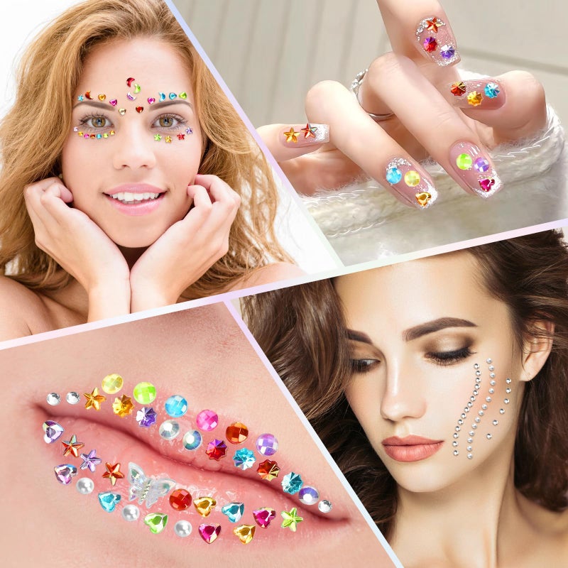 WUINOID 895 PCS Easter Gem Stickers Rhinestones Pearls for Crafts, Festival Jewels Rave Accessories for Women, Glitter Small Stickers for Face Eye Hair Nail Body Makeup WUINOID - Image 5