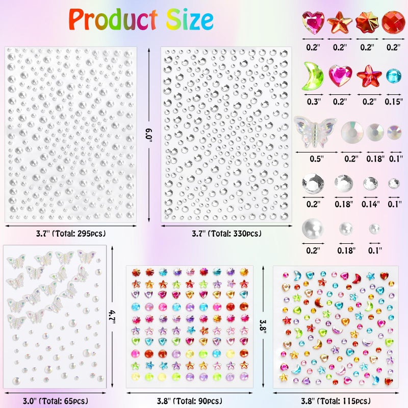 WUINOID 895 PCS Easter Gem Stickers Rhinestones Pearls for Crafts, Festival Jewels Rave Accessories for Women, Glitter Small Stickers for Face Eye Hair Nail Body Makeup WUINOID - Image 4