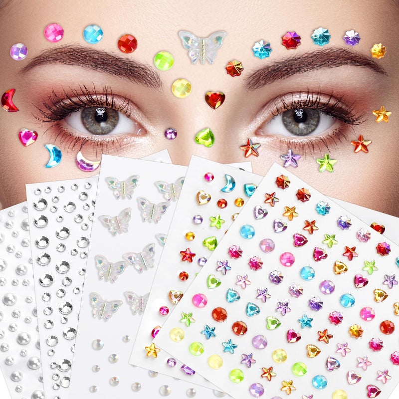 WUINOID 895 PCS Easter Gem Stickers Rhinestones Pearls for Crafts, Festival Jewels Rave Accessories for Women, Glitter Small Stickers for Face Eye Hair Nail Body Makeup WUINOID - Image 1