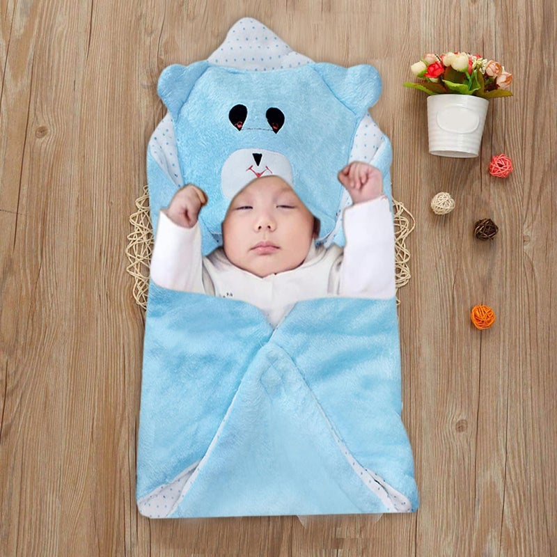 Boxo بطانية سرير مفرد مطبوعة للأطفال من BOXO | بطانيات دافئة مزدوجة الطبقة لفصل الشتاء للأطفال من 0-6 أشهر - (34 × 33 بوصة) (أزرق سماوي) - Image 4