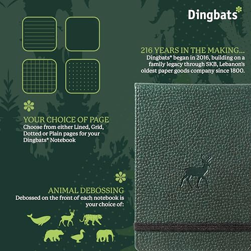 Dingbats* Notebooks Dingbats* - Wildlife Lined Reporter A6 Notebook - PU Leather Hardcover Pocket Journal for Work, Travel - Pocket, Elastic Closure, Pen Holder, Bookmark - Image 2
