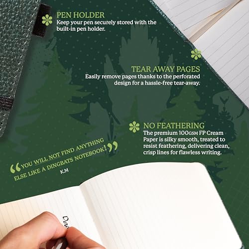 Dingbats* Notebooks Dingbats* - Wildlife Lined Reporter A6 Notebook - PU Leather Hardcover Pocket Journal for Work, Travel - Pocket, Elastic Closure, Pen Holder, Bookmark - Image 3
