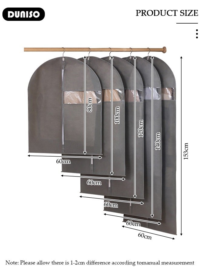DUNISO 5 Pack Garment Bags for Hanging Clothes with Full Zipper and Clear Window, Dust Proof Hanging Clothes Storage Bag Travel Hanging Garment Bags for Closet Storage, Suit Bags for Closet Storage and Travel  - Image 4