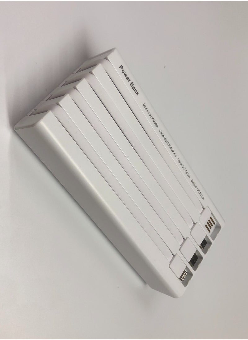 ALFY & CO - 20000 mAh Power Bank Portable Charger USB Type C Battery Pack 22.5W Fast Charging Compatible with iPhone 16 15 14 13 Pro Max Samsung Galaxy Z Fold 6 S24 S23 S22 S21 Ultra Apple Watch Airpods iPad white - Image 1