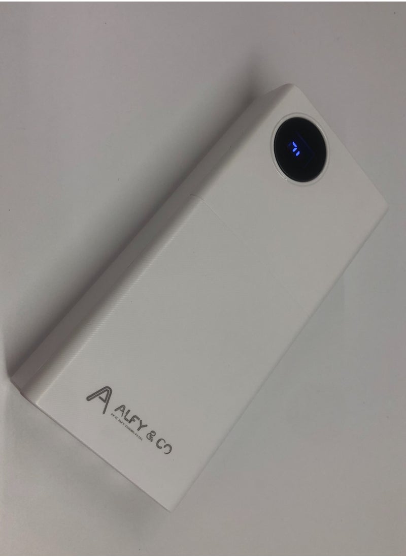 ALFY & CO - 20000 mAh Power Bank Portable Charger USB Type C Battery Pack 22.5W Fast Charging Compatible with iPhone 16 15 14 13 Pro Max Samsung Galaxy Z Fold 6 S24 S23 S22 S21 Ultra Apple Watch Airpods iPad white - Image 1