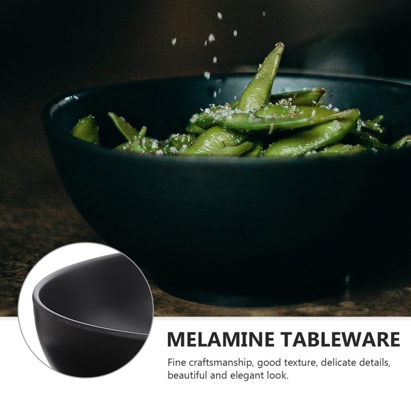 Melamine Black Imitation Porcelain Ramen Bowls 7 and 7.5 Inch Set for Home Restaurant Serving - Image 4