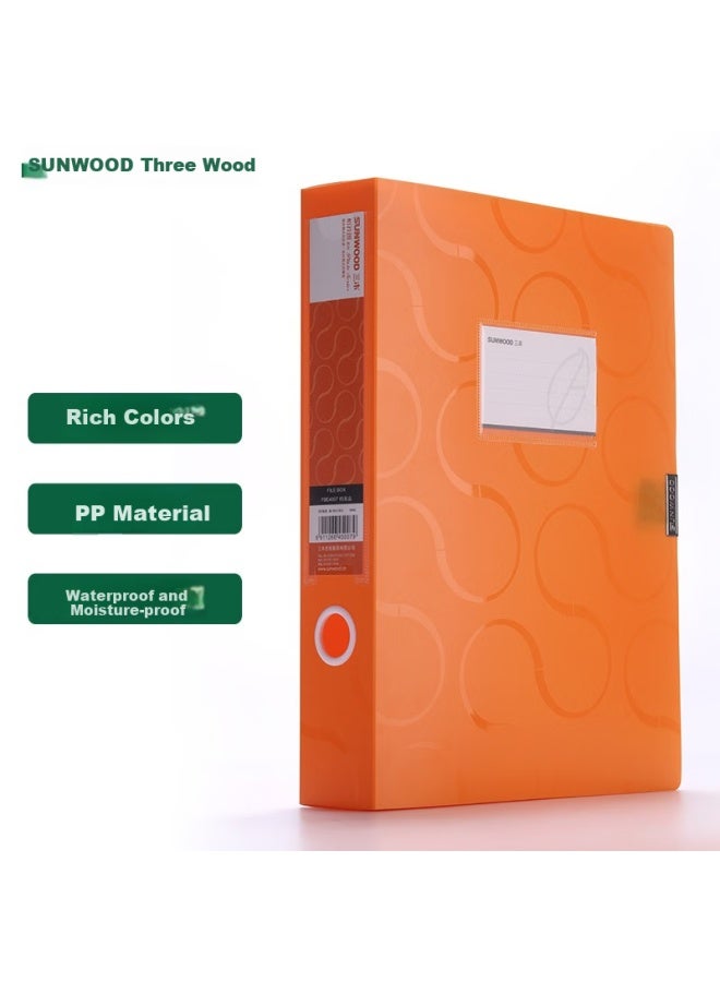 Sunwood Plato Series Colorful File Box / Doent Box / Folder / Storage Box / Classification Voucher Box A4 / 55mm Orange Fbe4007 - Image 1