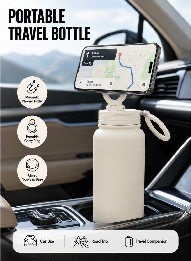 YoSBody Insulated Water Bottle with Magnetic Phone Holder, 1000ml Sports Gym Water Cup with Flip Angle Stand, Portable Travel Bottle for Outdoor Fitness and Home Use - Image 5