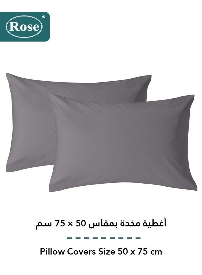 Rose Luxurious Plain Fitted Sheet with Deep Pockets and Pillow Cases, Bed Sheet 3-Pieces Set, Soft & Cozy Microfiber Breathable and Cooling, King Size 200x200+38 cm, Black - Grey - Image 4