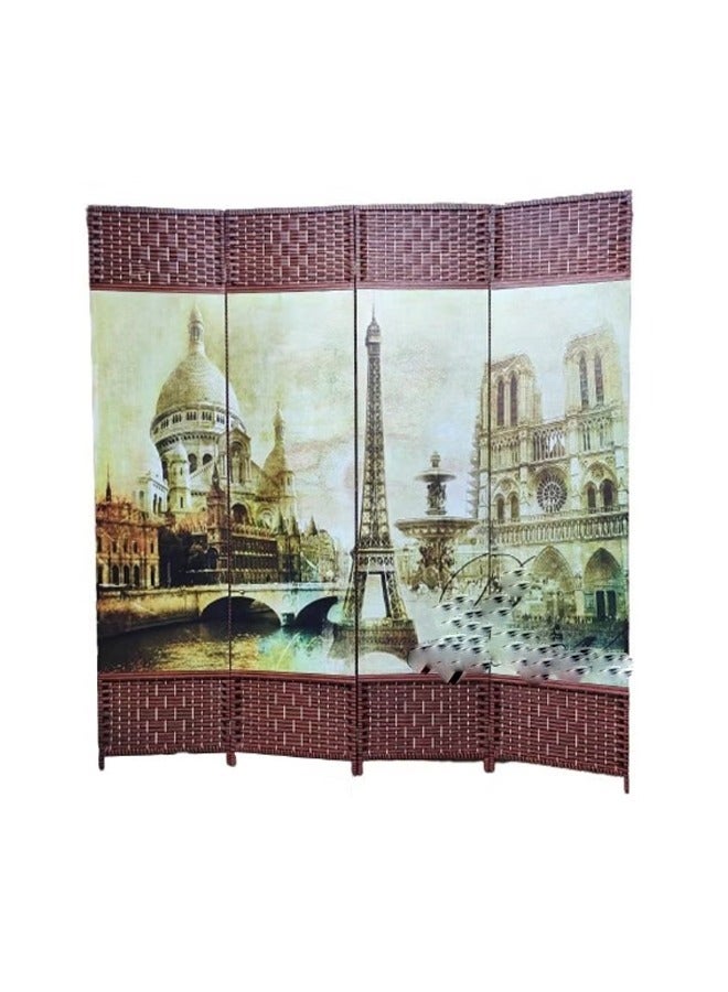 ATM 4-Panel Foldable Room Divider Screen with Paris Print Design – Decorative Privacy Partition (180x200 cm) - Image 4