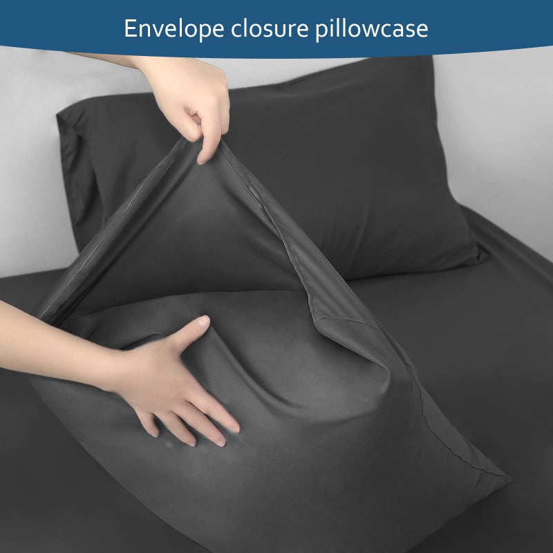 Moonsea Deep Pocket Twin XL Sheet Sets - Extra Long Twin Sheets - 4 Piece Bed Sheets Twin XL Fade Resistant Fits 16in to 24in Pillow Top Air Bed Mattress - Black - Image 4
