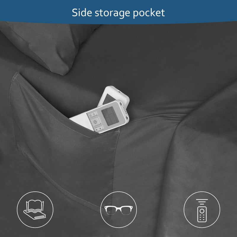 Moonsea Deep Pocket Twin XL Sheet Sets - Extra Long Twin Sheets - 4 Piece Bed Sheets Twin XL Fade Resistant Fits 16in to 24in Pillow Top Air Bed Mattress - Black - Image 2