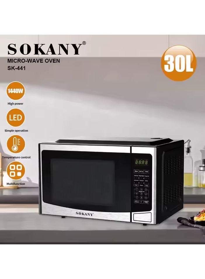 sokany Sokany SK-441 Multifunctional Electric Microwave Oven, 1440W, 30L Capacity, Child Safety Lock, Fast Heating - Black  - Image 2