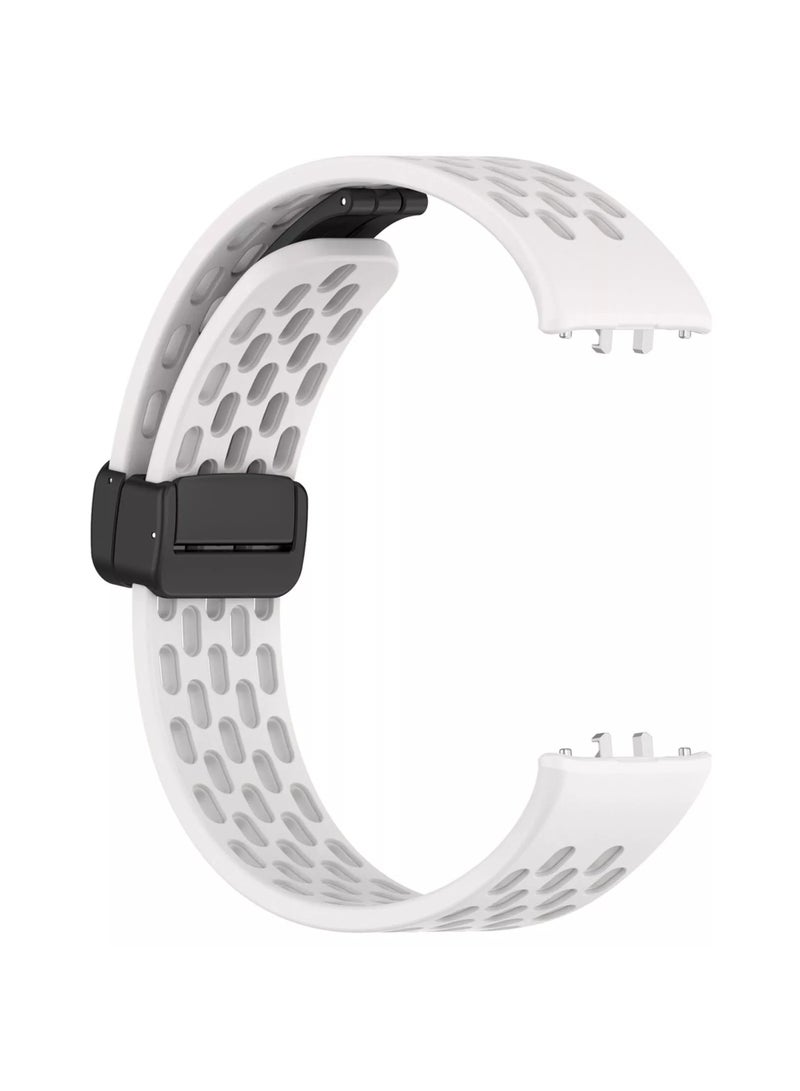 Waldic Soft Silicone Sport Watch Band with Magnetic Buckle Fits Samsung Galaxy Fit 3 | Compatible for Samsung Galaxy Fit 3 Watch Band | Silicone Magnetic Breathable Quick Release Watch Strap Accessories for Samsung Galaxy Fit 3 - White - Image 2