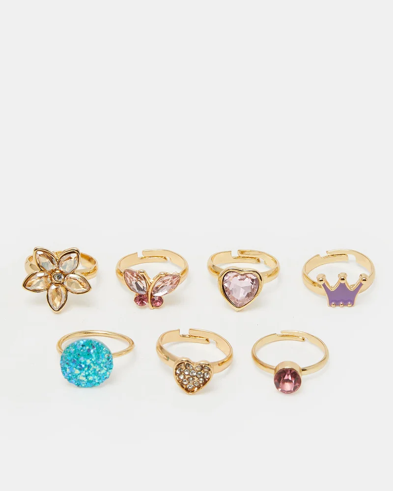 REDTAG Girls Assorted Ring Set 7 Piece