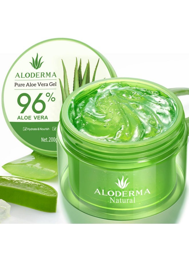 Aloderma Organic Aloe Vera Gel For Face & Body, 96% Pure Aloe Gel Made Within 12 Hours Of Harvest, Ideal For Skin, Scalp, & Hair Hydration, Calming Moisturizer For Soothing After Sun Care Relief, 7Oz  - Image 1